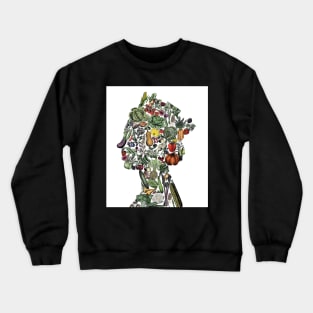 Queen Elizabeth print, queen memorial print, queen in vegetables, tribute gift, queen artwork, queen elizabeth II art Crewneck Sweatshirt